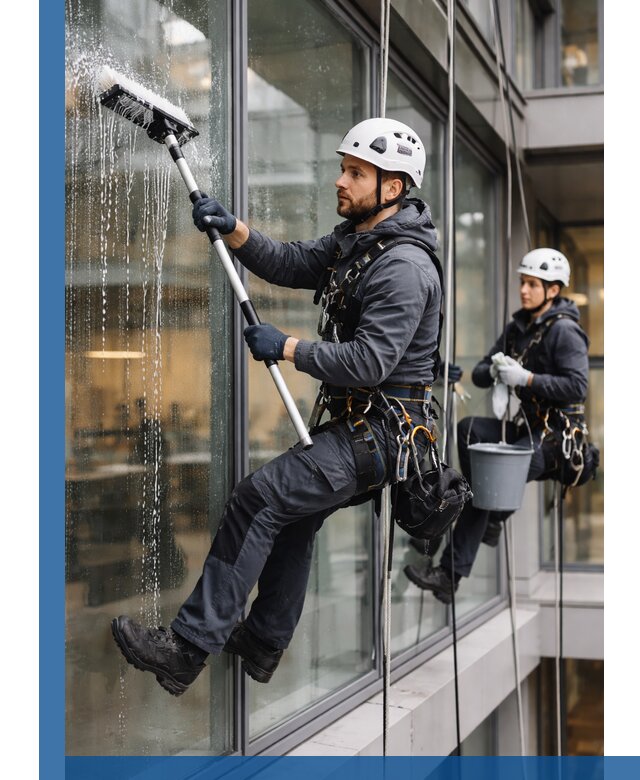 Профессиональная мойка витражей промышленными альпинистами в Ярцеве