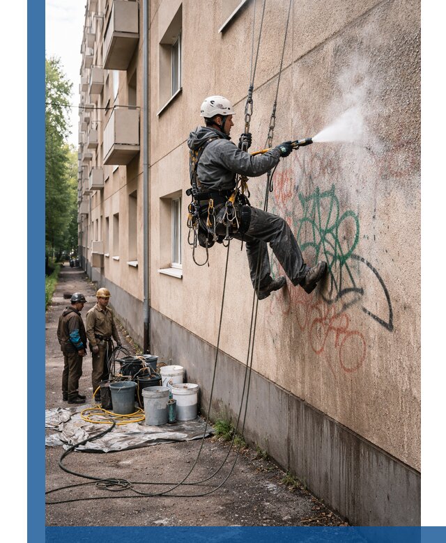 Удаление граффити с фасада в Ярцеве без следов и повреждений