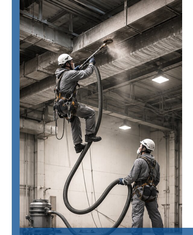 Обеспыливание потолочных конструкций в Ярцеве промышленным альпинизмом