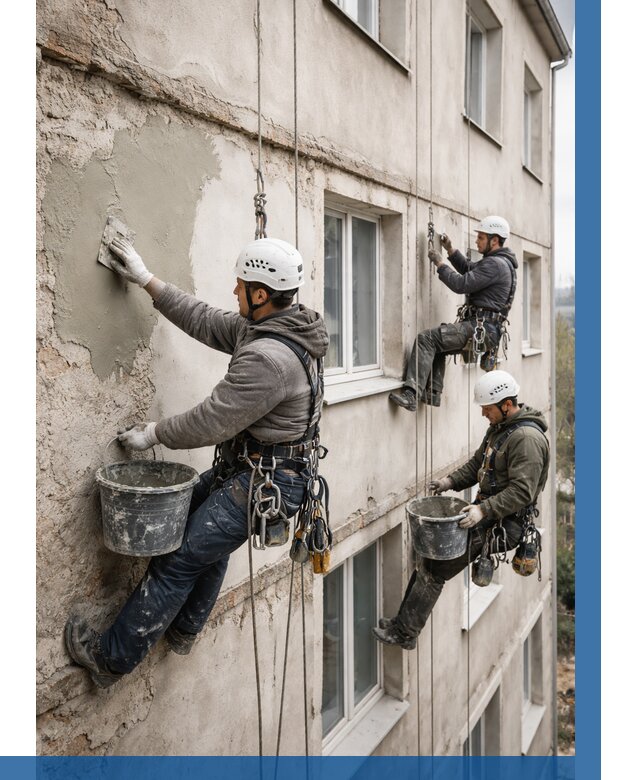 Ремонт штукатурного фасада в Ярцеве от 763 р. под ключ | ВЫСОТНИК-Рцв