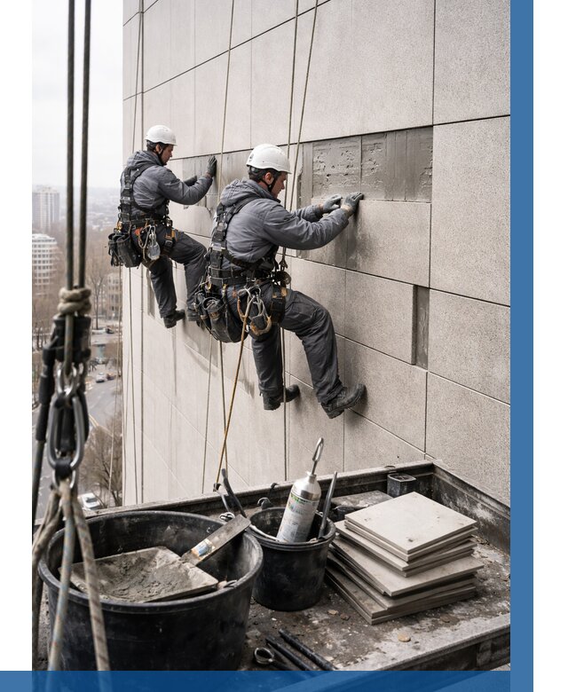 Ремонт фасада из керамогранита в Ярцеве от 2544 р. | ВЫСОТНИК-Рцв