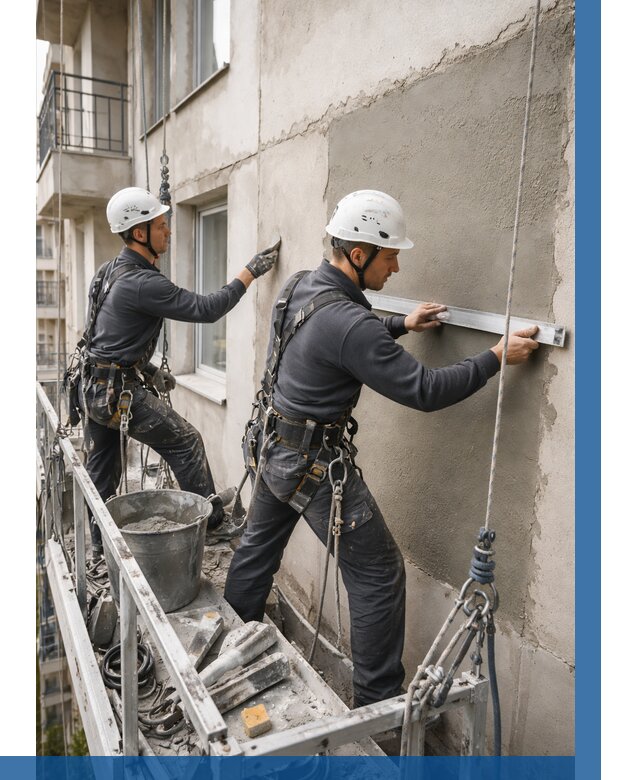 Штукатурка фасада на высоте в Ярцеве от 916 р. | ВЫСОТНИК-Рцв