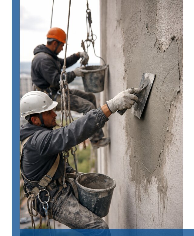 Штукатурка фасада на высоте в Ярцеве профессиональные работы