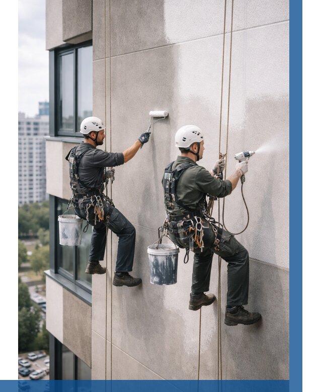 Покраска фасада альпинистами в Ярцеве от 305 р. | ВЫСОТНИК-Рцв