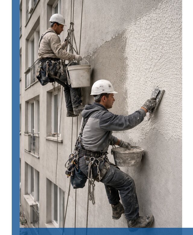 Нанесение декоративной штукатурки короед на фасад в Ярцеве