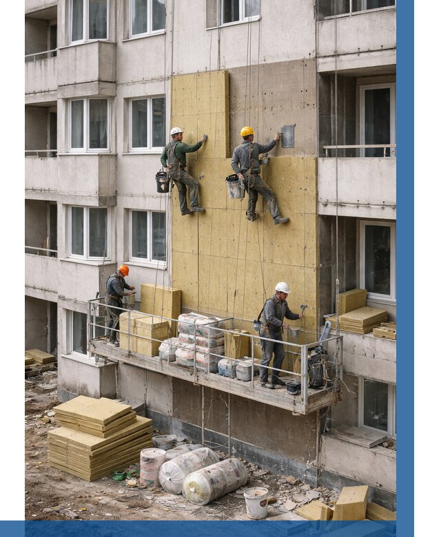 Утепление фасада минватой в Ярцеве от 1526 р. | ВЫСОТНИК-Рцв