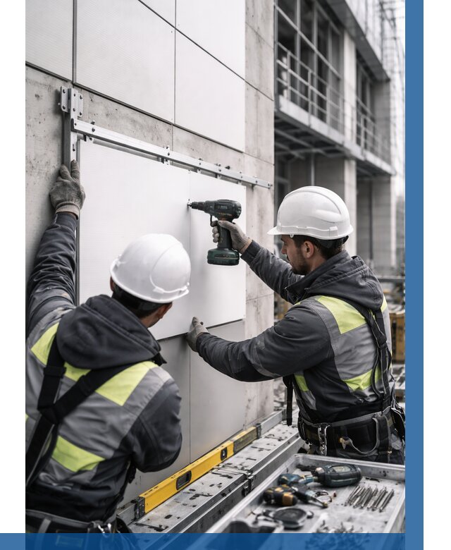 Монтаж композитных панелей фасада в Ярцеве от 2544 р. | ВЫСОТНИК-Рцв