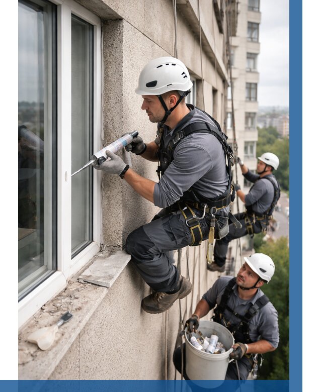 Герметизация оконных швов снаружи в Ярцеве от 1526 р. | ВЫСОТНИК-Рцв