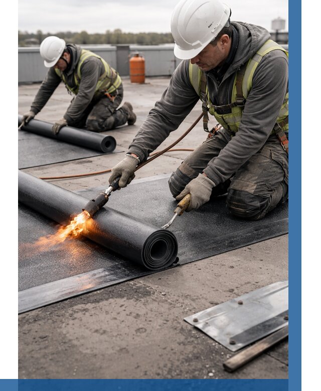 Монтаж наплавляемой кровли в Ярцеве от 865 р. — ВЫСОТНИК-Рцв