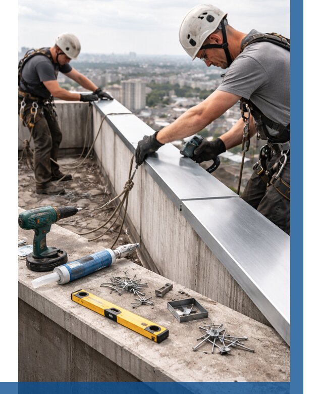 Монтаж парапетных крышек в Ярцеве от 814 р. | ВЫСОТНИК-Рцв