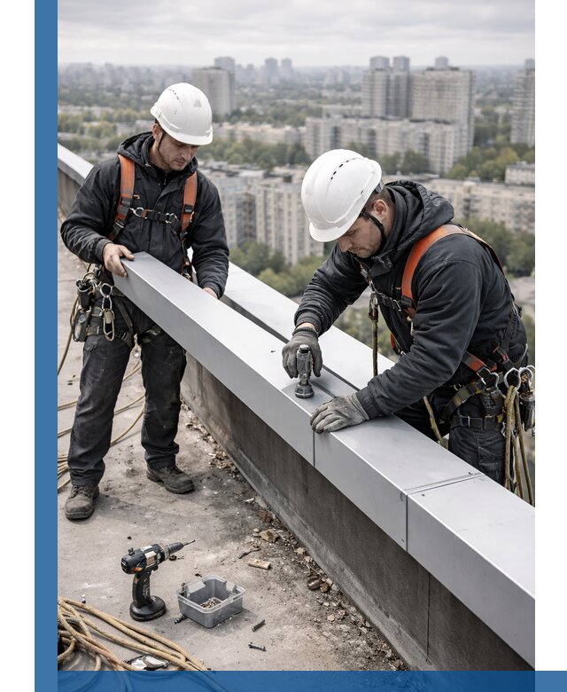 Монтаж парапетных крышек и ограждений кровли в Ярцеве