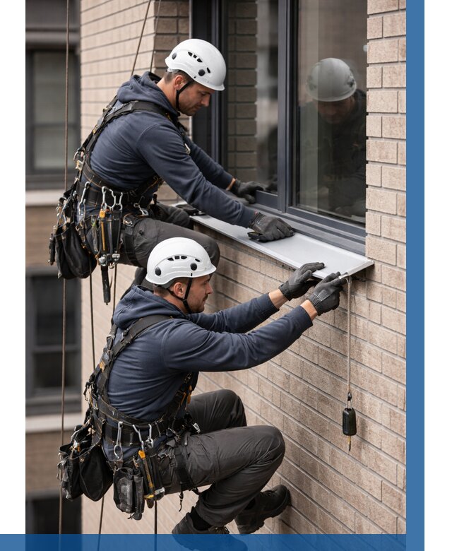 Монтаж оконных отливов под ключ в Ярцеве от 3561 р. | ВЫСОТНИК-Рцв