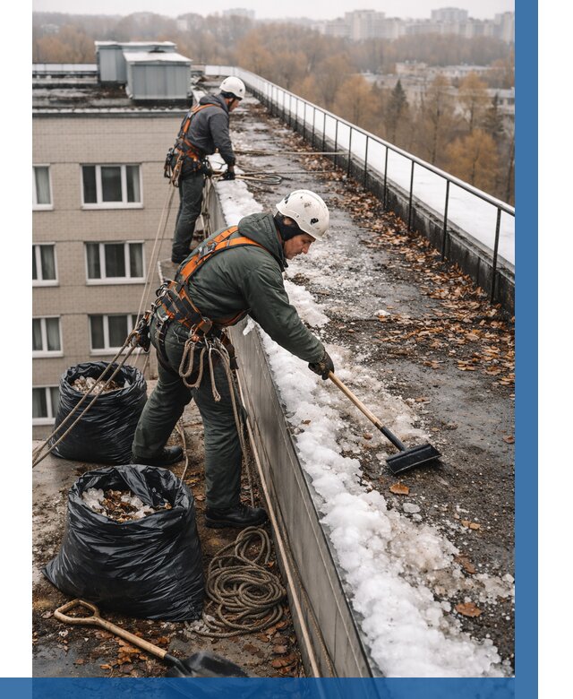 Очистка кровли по периметру в Ярцеве от 560 р. | ВЫСОТНИК-Рцв