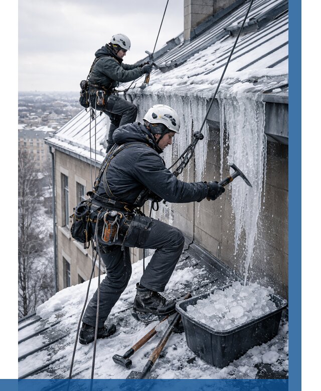 Удаление наледи с кровли в Ярцеве от 5596 р. | ВЫСОТНИК-Рцв