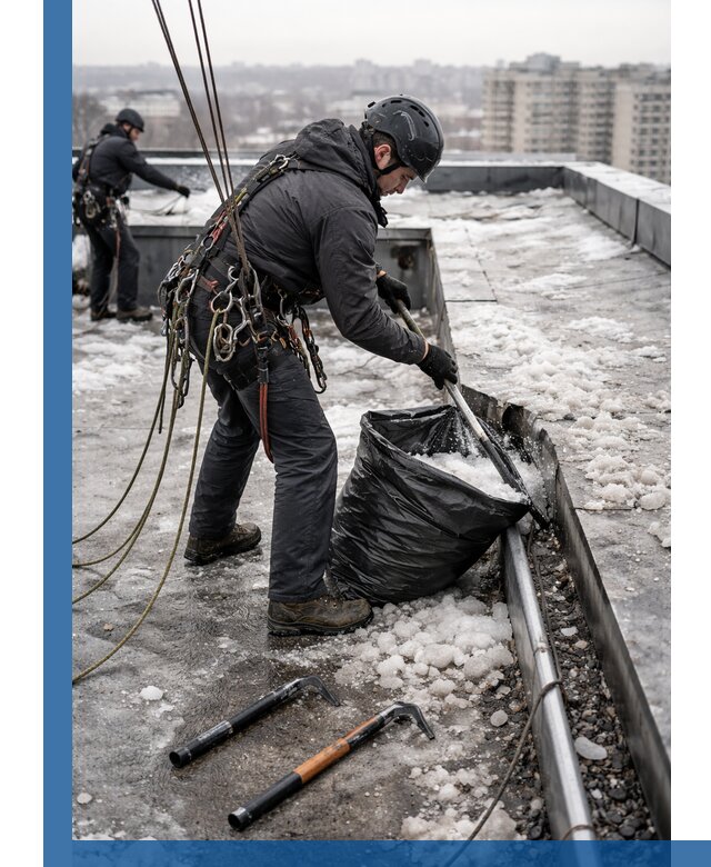 Аварийная очистка кровли в Ярцеве от промальпинистов