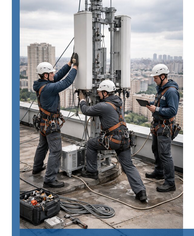 Монтаж антенн связи на крыше в Ярцеве с вводом в эксплуатацию