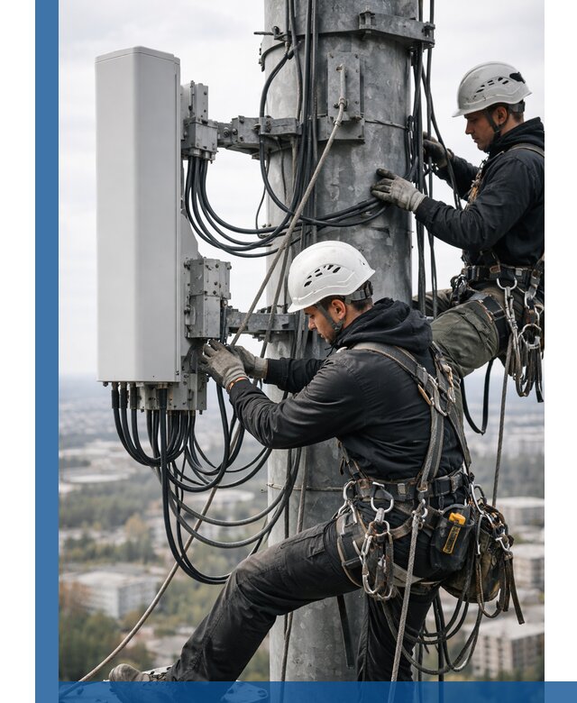 Монтаж оборудования связи на мачте в Ярцеве с пусконаладкой