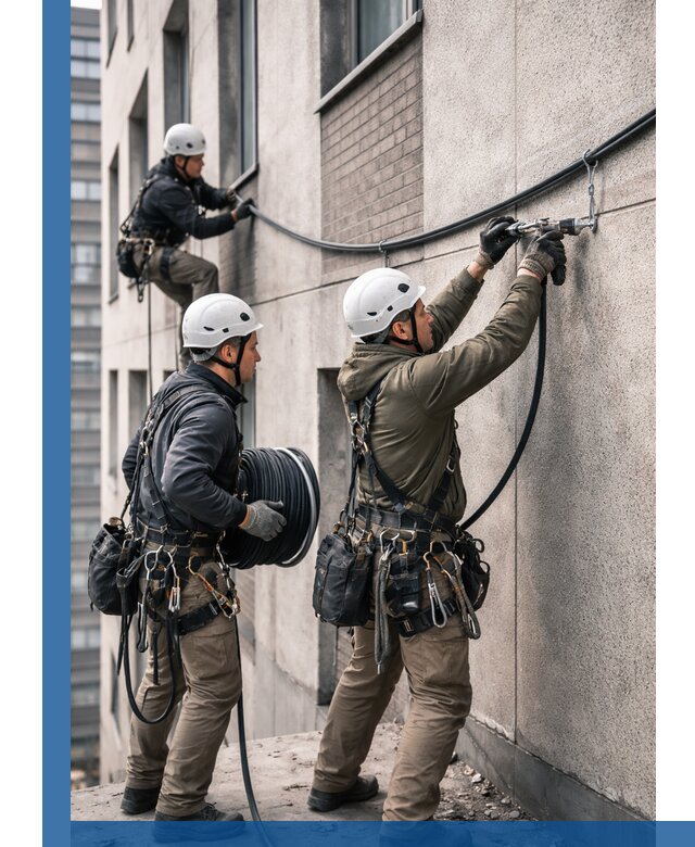 Прокладка кабеля по фасаду в Ярцеве, профессиональный монтаж