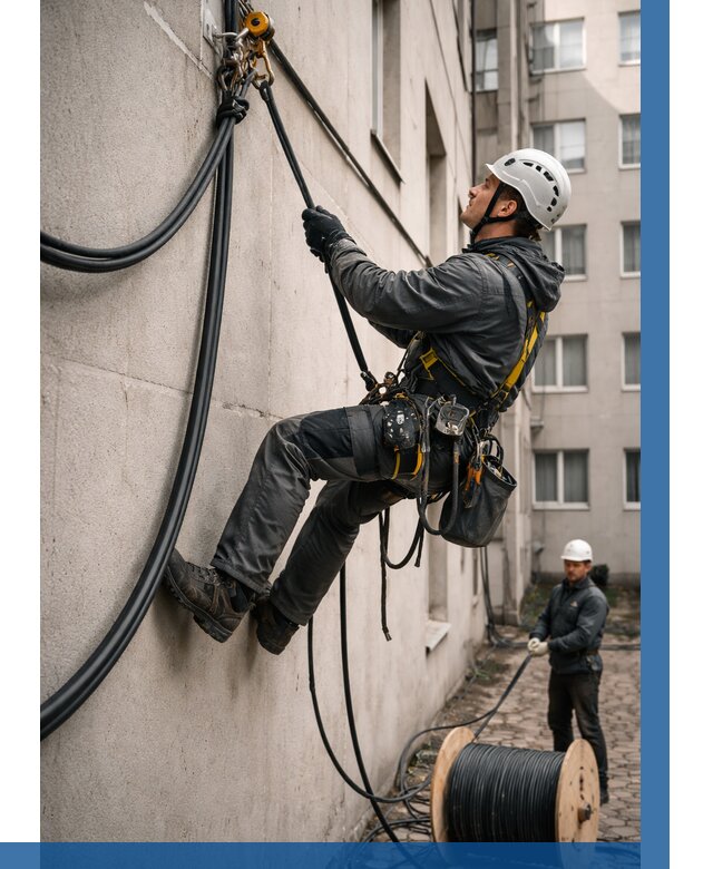 Протяжка кабеля питания на высоте в Ярцеве от 458 р. | ВЫСОТНИК-Рцв