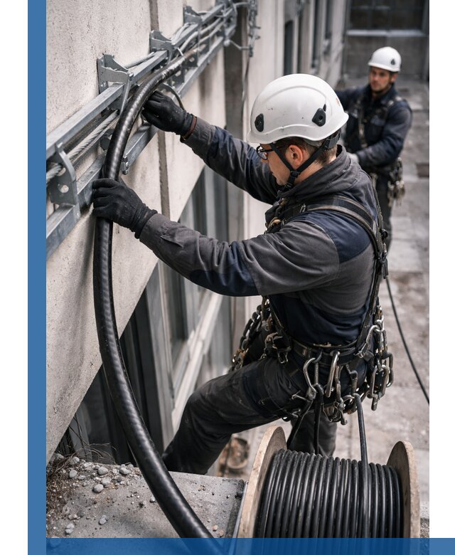 Протяжка кабеля питания на высоте в Ярцеве с гарантией безопасности и качества