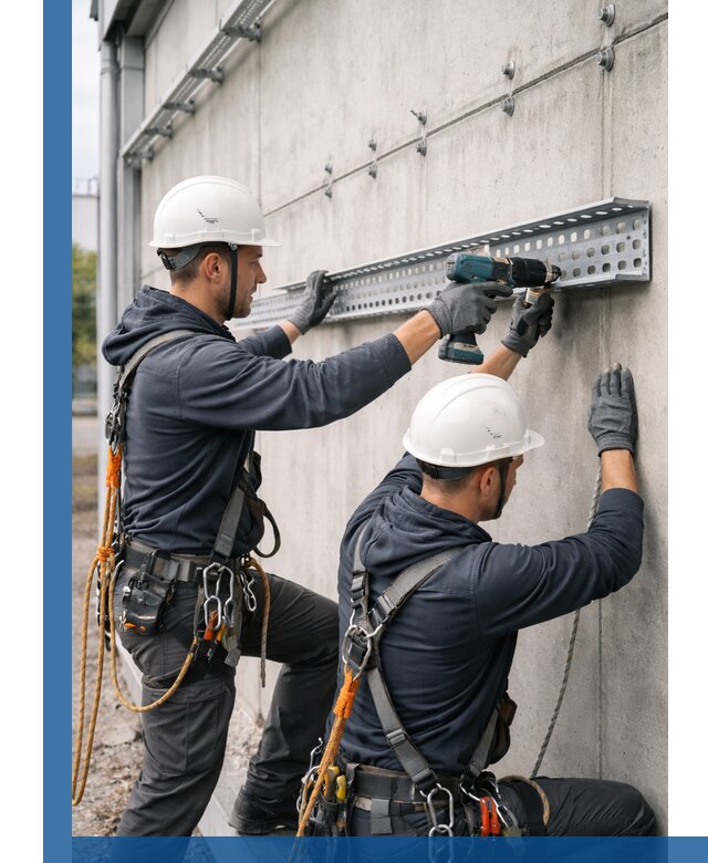 Монтаж кабельных лотков на фасаде зданий в Ярцеве с гарантией