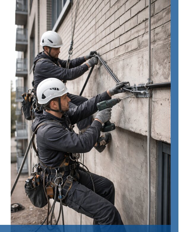 Крепление кабеля на фасаде в Ярцеве от 356 р. | ВЫСОТНИК-Рцв