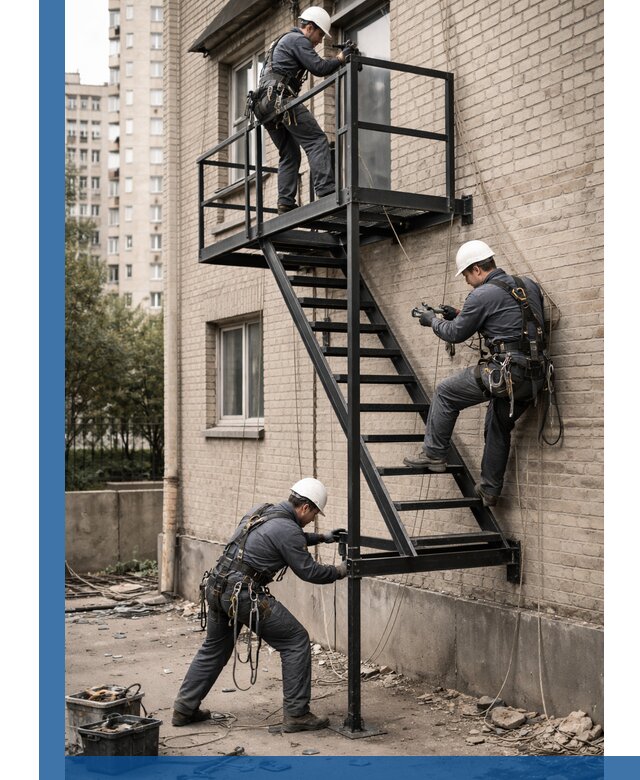 Монтаж пожарной лестницы в Ярцеве, установка и крепление