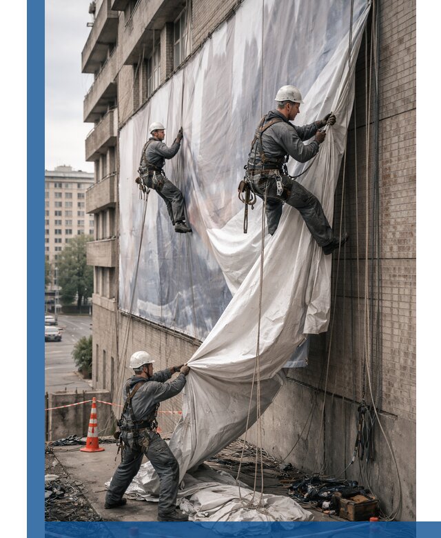 Демонтаж баннеров с фасада в Ярцеве оперативно и безопасно