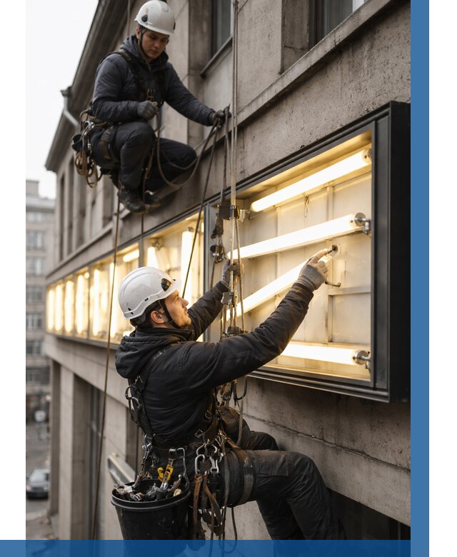 Замена ламп в вывеске в Ярцеве под ключ от 3561 р. | ВЫСОТНИК-Рцв