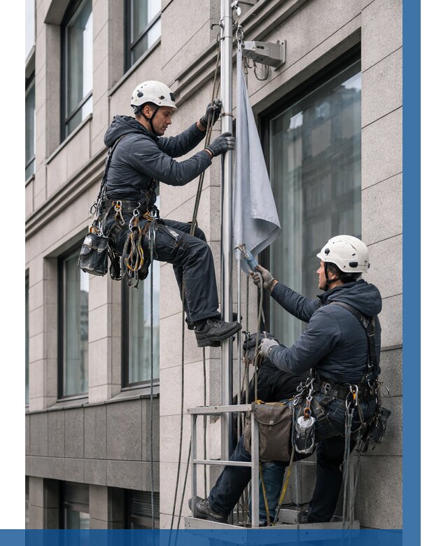 Установка флагов на фасаде в Ярцеве от 4578 р. | ВЫСОТНИК-Рцв