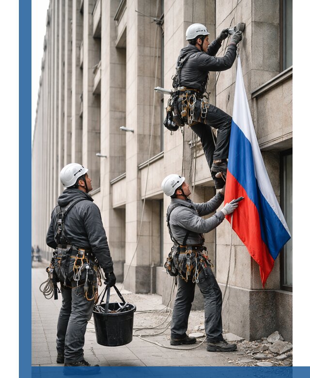 Профессиональная установка флагов на фасаде в Ярцеве