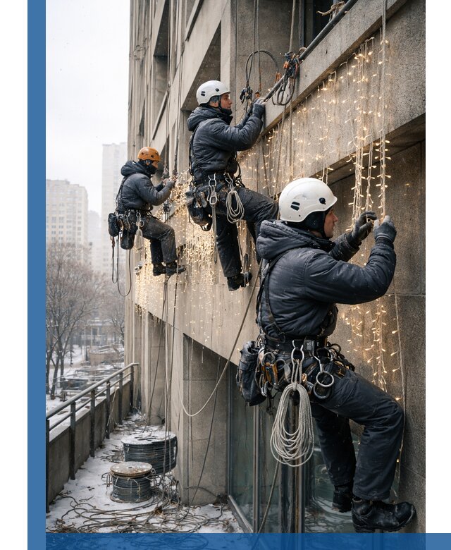 Монтаж новогодней иллюминации и украшение фасадов в Ярцеве