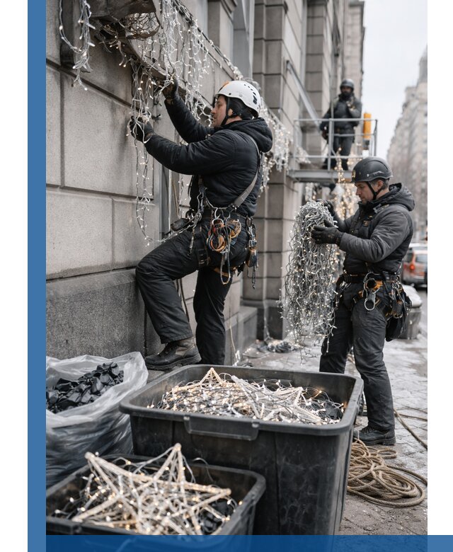 Демонтаж новогоднего оформления и гирлянд в Ярцеве