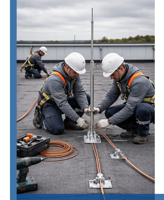 Монтаж молниезащиты на кровле в Ярцеве под ключ с гарантией