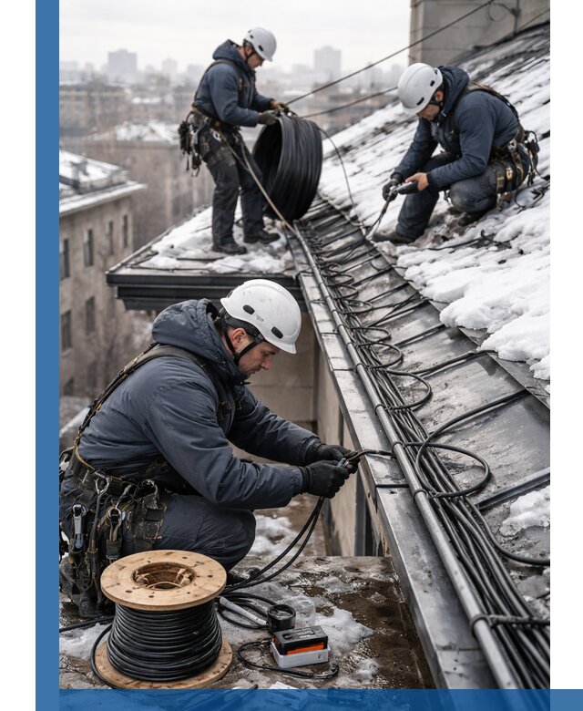 Монтаж греющего кабеля на кровле в Ярцеве под ключ
