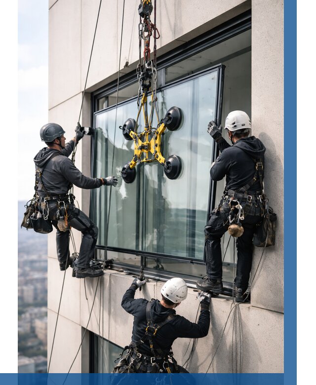 Монтаж стеклопакетов на высоте в Ярцеве от 3256 р. | ВЫСОТНИК-Рцв