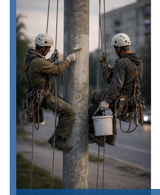 Покраска опор освещения и антикоррозийная защита в Ярцеве