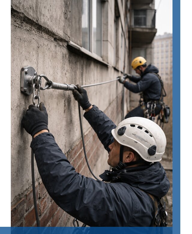 Монтаж анкерных линий в Ярцеве от 3052 р. | ВЫСОТНИК-Рцв
