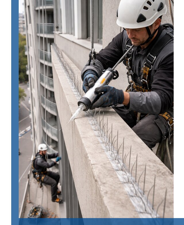 Установка шипов от птиц на фасадах и кровлях в Ярцеве